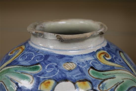 An 18th century Italian maiolica jar